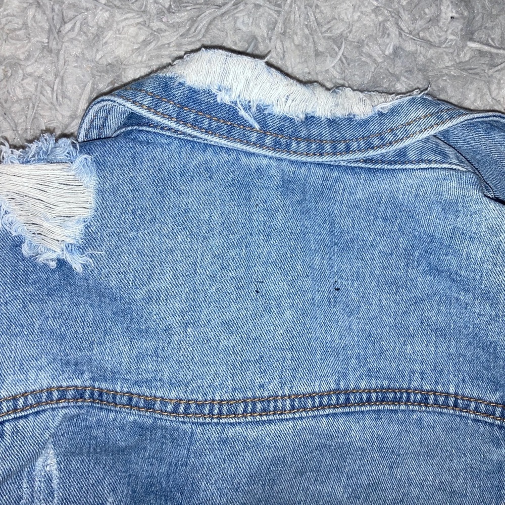 LISTING WILL BE REMOVED 4/23 Almost Famous Blue Distressed Ripped Denim Jacket - Picture 8 of 8